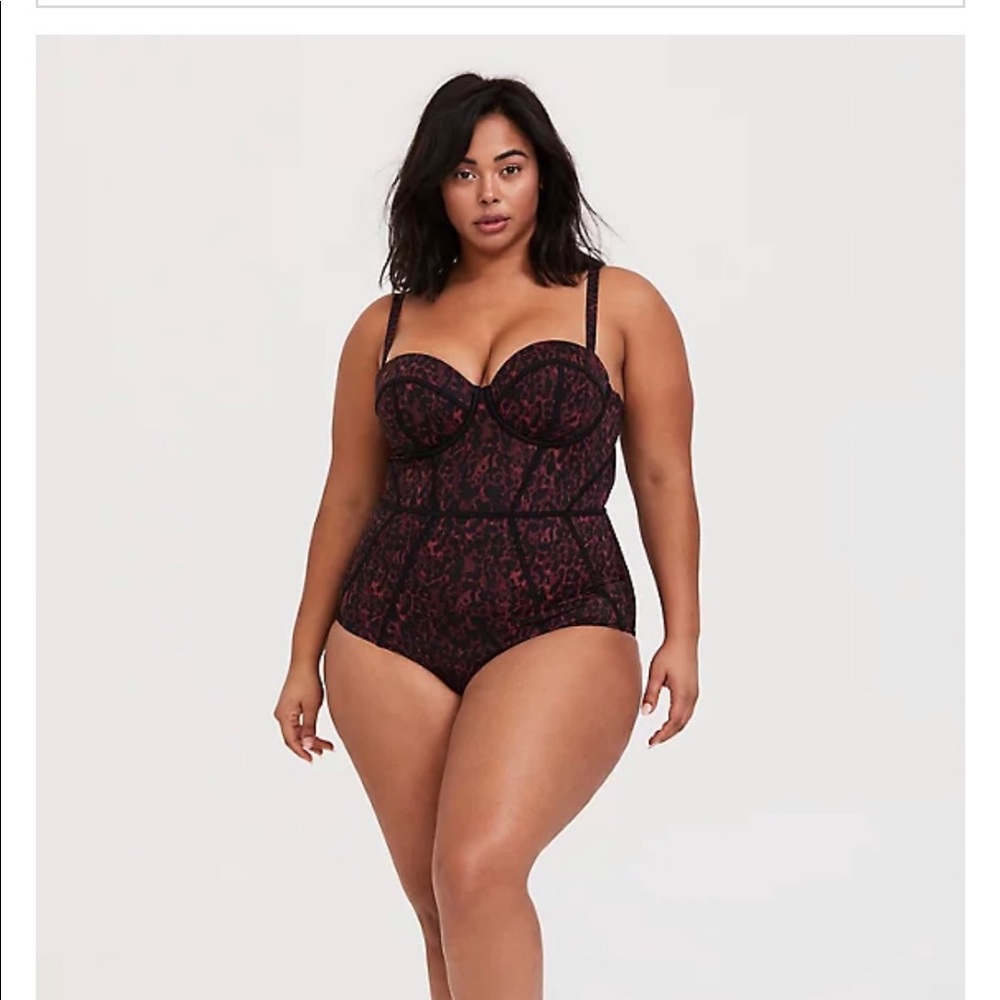 Torrid leopard black & red one piece swimsuit 0-C/D